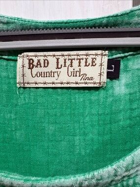 Bad little Country Girl Green Gauzy Pocket Peplum Top